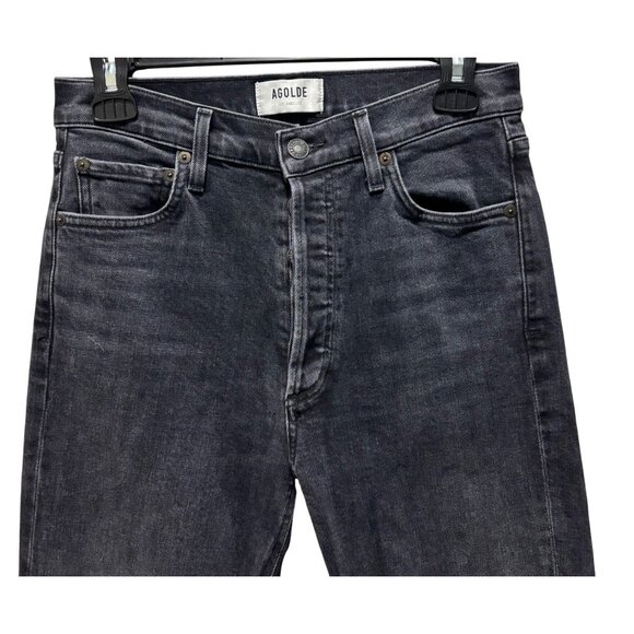 Agolde Nico High-Rise Slim Fit Button Fly Jeans In Washed Black Size 27 - Picture 5 of 8